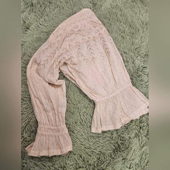 Free People Counting Stars Peasant Blouse Boho Size S - Picture 9 of 14